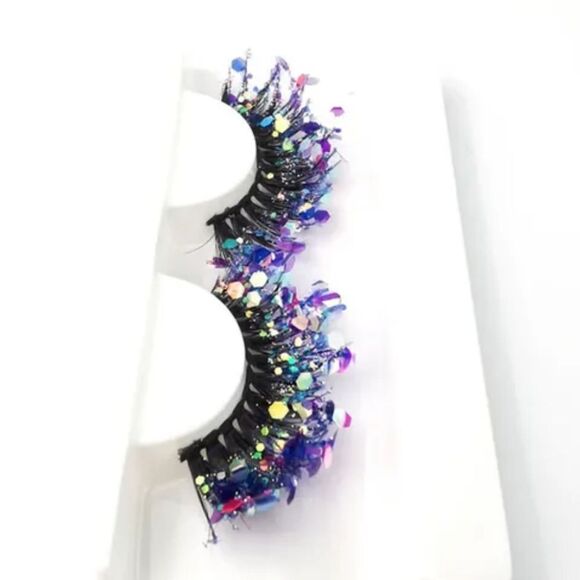 NWOT Fancy Glitter Lashes with Rhinestones - Purple - Picture 1 of 1